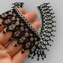Łemkowska krywulka - ażurowy naszyjnik kołnierzyk z czarnych koralików (handmade)
