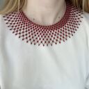 Kolia koralikowa czerwona z prześwitem | ręcznie robiona biżuteria