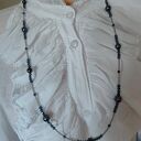 Naszyjnik Korale Perłowe Długi Sznur Pereł Szare Grafitowe Perły