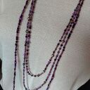 Naszyjnik Kaskadowy Potrójny Perły Kryształki Korale Fioletowe