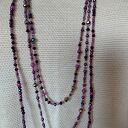 Naszyjnik Kaskadowy Potrójny Perły Kryształki Korale Fioletowe