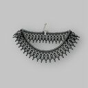Łemkowska krywulka - ażurowy naszyjnik kołnierzyk z czarnych koralików (handmade)