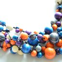 MAsywny naszyjnik z korali drewnianych Krem Popiel Chaber