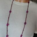 Naszyjnik Długi Sznur Kostki Fioletowe Szkło Weneckie