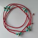 Naszyjnik Turkus Czerwień Długie Korale