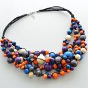 MAsywny naszyjnik z korali drewnianych Krem Popiel Chaber