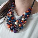 MAsywny naszyjnik z korali drewnianych Krem Popiel Chaber