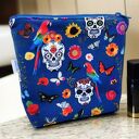 Kosmetyczka damska welurowa etui do torebki organizer do torby duża czaszki