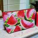 damska welurowa etui do torebki organizer do torby duża kosmetyczka arbuzy