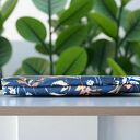 Kosmetyczka płaska do torebki z rączką KWIATY NA GRANACIE