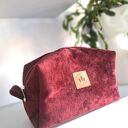 Kosmetyczka z puchatego weluru Bordowa