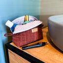 Lniana kosmetyczka box z gumką scrunchie - zestaw prezentowy