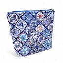 Kosmetyczka damska welurowa etui do torebki organizer do torby duża kosmetyczka kafle