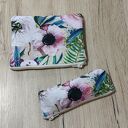Zestaw piórnik i kosmetyczka - kwiaty