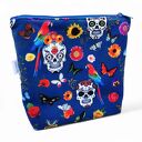 Kosmetyczka damska welurowa etui do torebki organizer do torby duża kosmetyczka czaszki