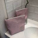 Zestaw kosmetyczek różowe heksagramy i srebro