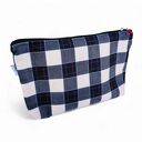 Kosmetyczka damska welurowa etui do torebki organizer do torby duża kosmetyczka kratka