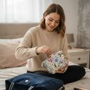 Kosmetyczka „Łąka” duża, pikowana i wodoodporna KW025