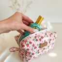 Truskawkowa kosmetyczka handmade dla niej - organizer do torebki i na podróż