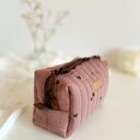 Kosmetyczka z falbanką Czekolada - organizer do torebki handmade
