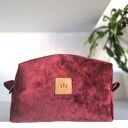 Kosmetyczka z puchatego weluru Bordowa