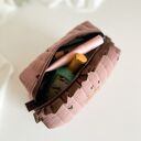 Kosmetyczka z falbanką Czekolada - organizer do torebki handmade
