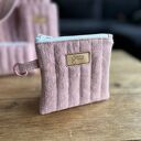 Mini kosmetyczka lniana - zgaszony róż boho