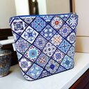 Kosmetyczka damska welurowa etui do torebki organizer do torby duża kafle