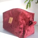 Kosmetyczka z puchatego weluru Bordowa