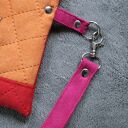 Trójkolorowa pikowana kosmetyczka handmade - patchwork dla Twojej torebki