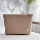 Beżowa pikowana kosmetyczka wodoodporna unisex KW019U - organizer na kosmetyki