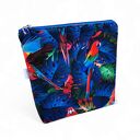 Kosmetyczka damska welurowa etui do torebki organizer do torby duża kosmetyczka papugi