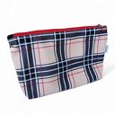 Kosmetyczka damska welurowa etui do torebki organizer do torby duża kosmetyczka krata