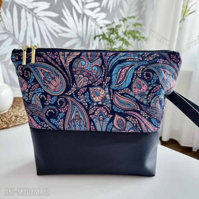 Duża kosmetyczka organizer damski ekoskóra pikowane łezki Ke01pik