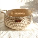 Kosz na pieczywo w kolorze ecru ze złotą nitką