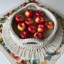 Taca boho, kosz, koszyk ze sznurka ze złotym akcentem, średnica 37 cm