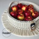 Taca boho, kosz, koszyk ze sznurka ze złotym akcentem, średnica 37 cm