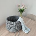 Ręcznie szydełkowany kosz z bawełnianego sznurka 30x20 cm - do łazienki i na co dzień