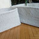 Komplet 3 dużych koszy handmade z beżowego sznurka - rękodzieło Arte Dania