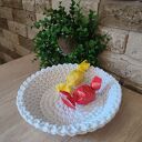 Ręcznie robiony koszyk okrągły ze sznurka 17x7 cm (biały) do kuchni i jadalni