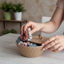 Koszyk z pokrywką ze sznurka polskie rękodzieło KS01 -02p