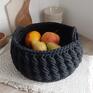 Koszyk z czarnego sznurka bawełnianego - na owoce przechowywanie