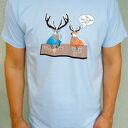 T-shirt podkoszulek z autorskim wzorem Jelenie kolor JASNONIEBIESKI S -M - L na prezent!