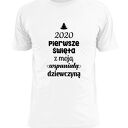 Koszulka z nadrukiem pierwsze z żoną, dziewczyną, imię, we trójkę, mikołajki