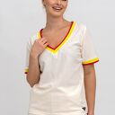T-shirt damski do serka wanilia w neonowe kropeczki