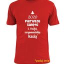 Koszulka z nadrukiem pierwsze z żoną, dziewczyną, imię, we trójkę, mikołajki