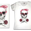 PinUpSkull&Roses in White