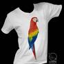 czerwone malowany ara ręcznie koszulka na zamówienie t-shirt t shirt