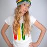 reggae koszulka biała rasta - damska t-shirt