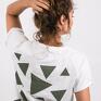 T-shirt koszulka triangle mess khaki - casual biała